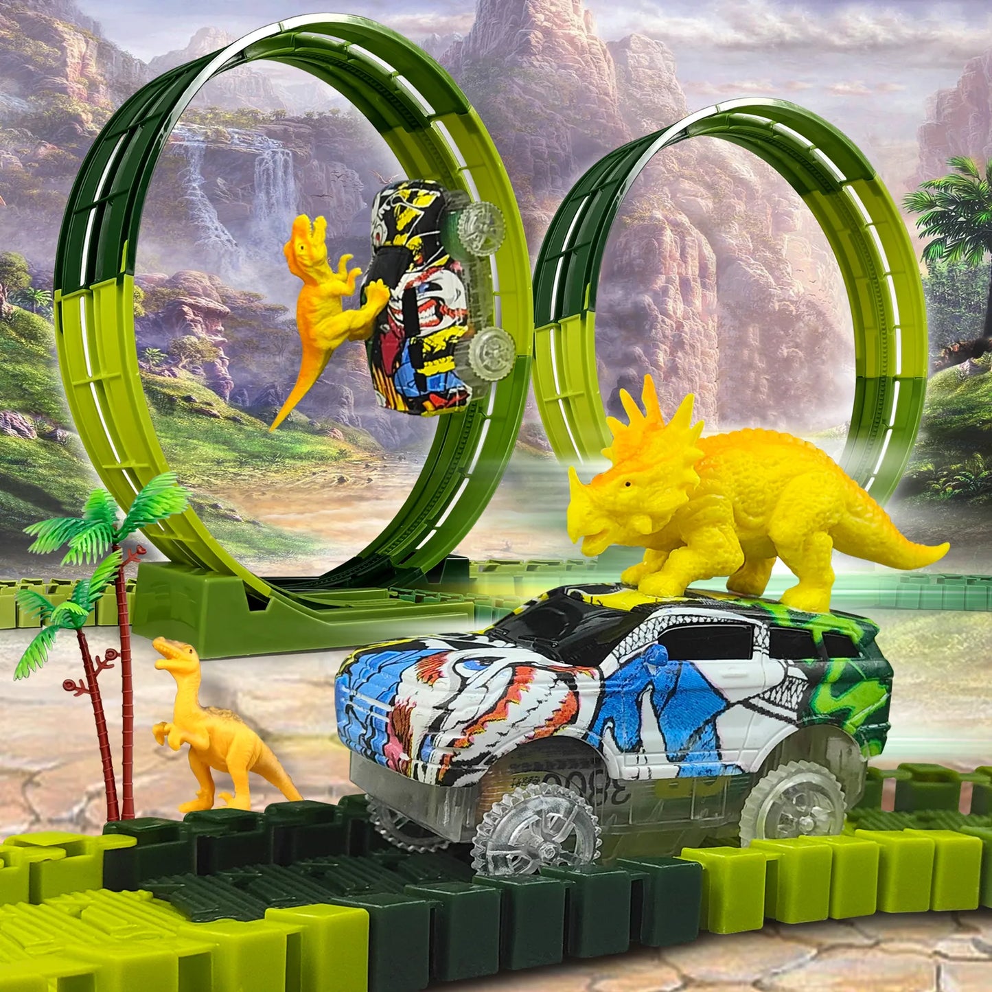 DinoRace - Magical Electric Dinosaur Car Set