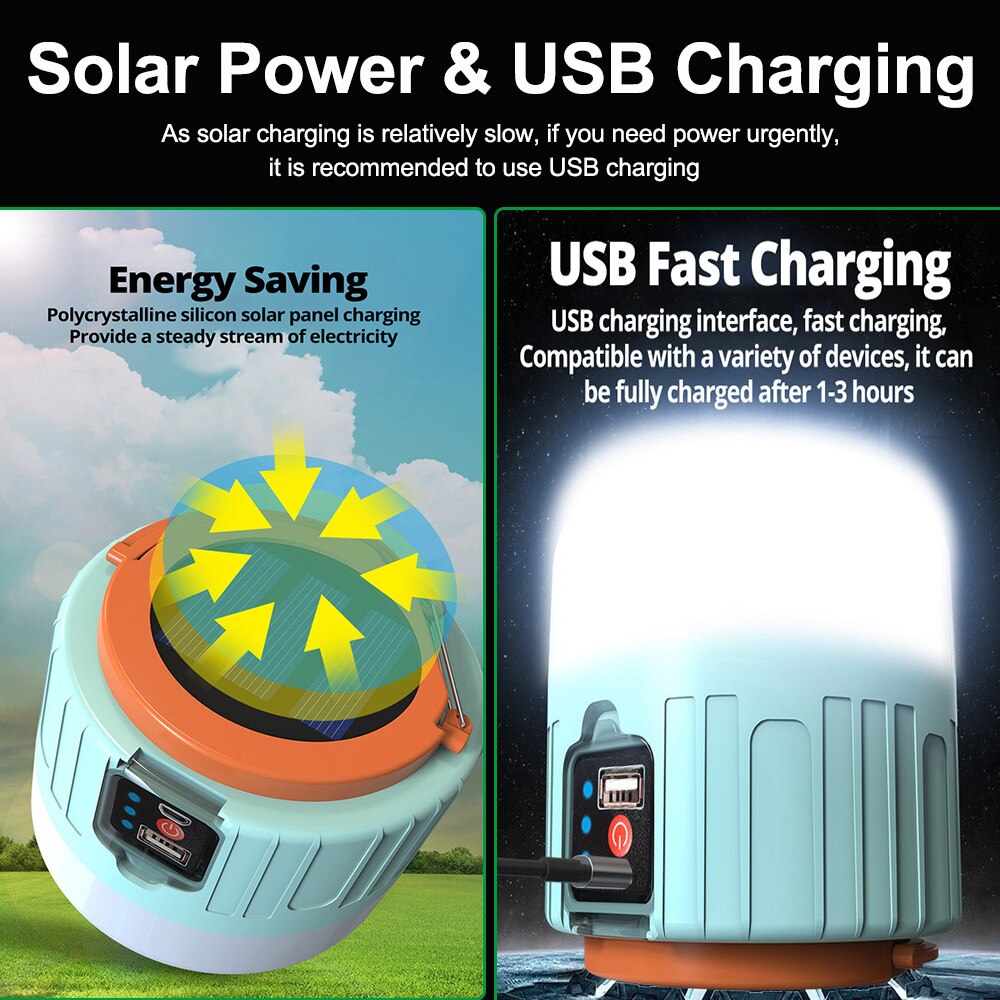 Portable LED camping lamp // rechargeable // Solar panel