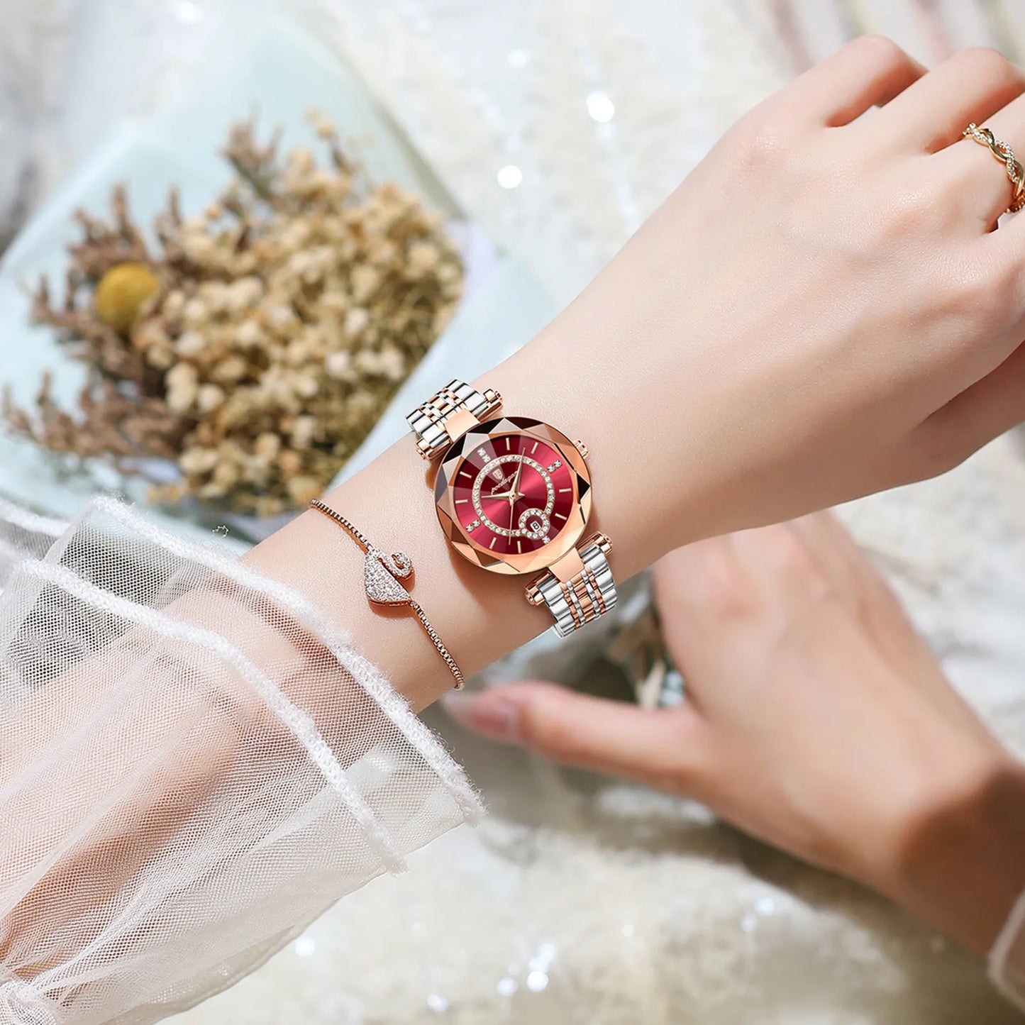 Poedagar Luxury Diamond Damklocka