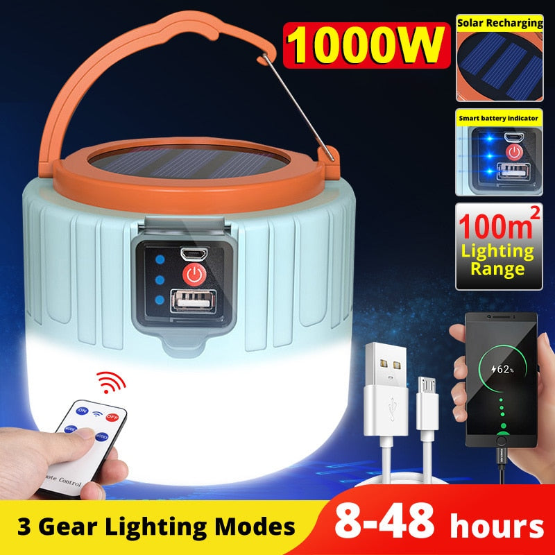Portable LED camping lamp // rechargeable // Solar panel