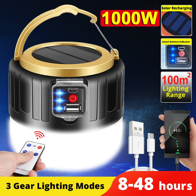 Portable LED camping lamp // rechargeable // Solar panel